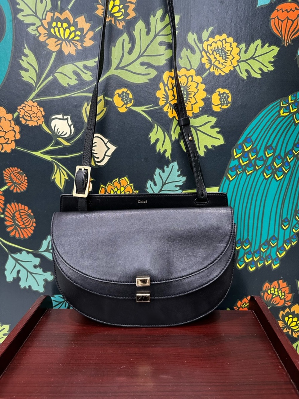 Chloé Georgia Black Calfskin Double Flap Crossbody | Made in Italy - Picture 3 of 15